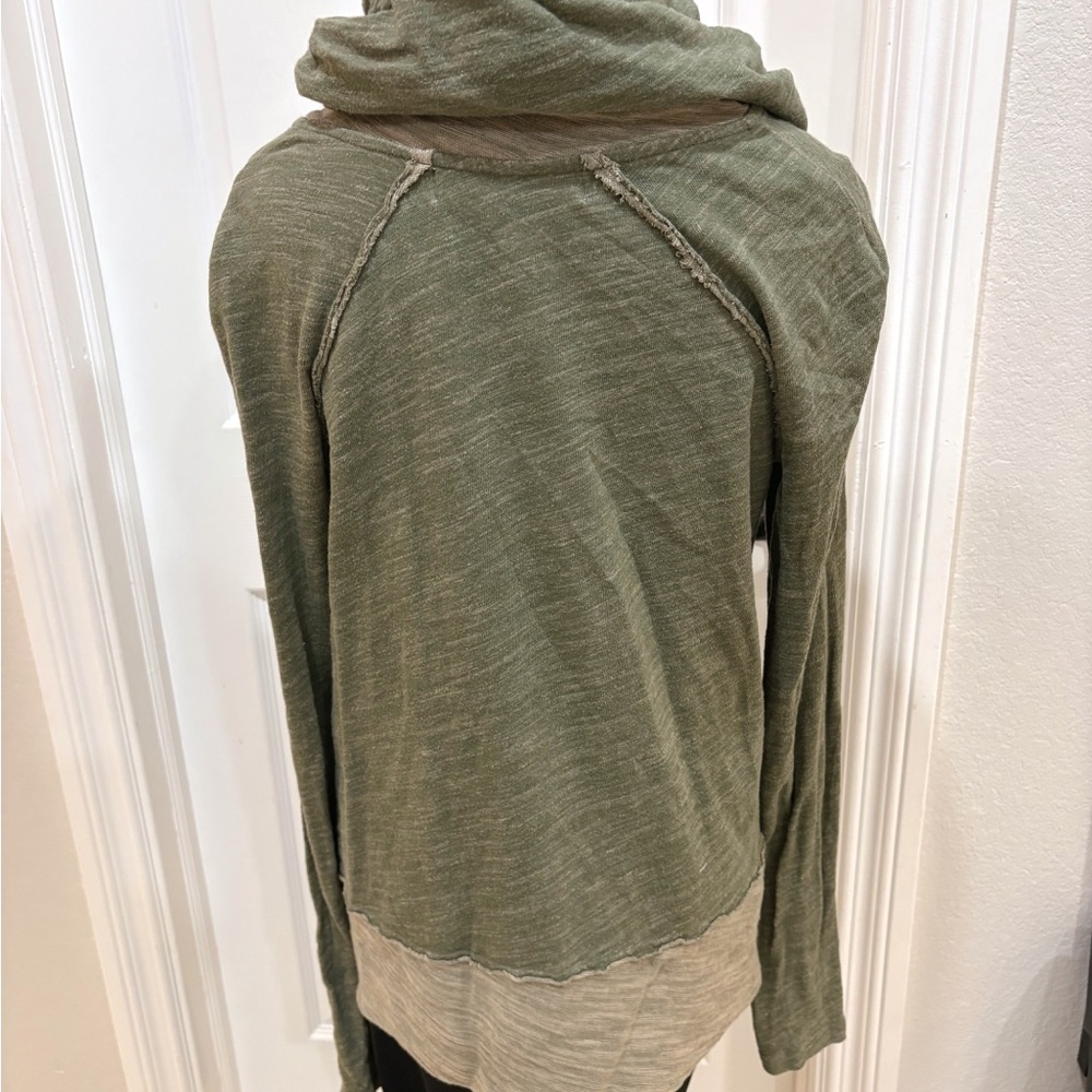 Free People Beach Olive Green Cocoon Cowl Neck Sweater Top Tunic OS - Picture 5 of 8